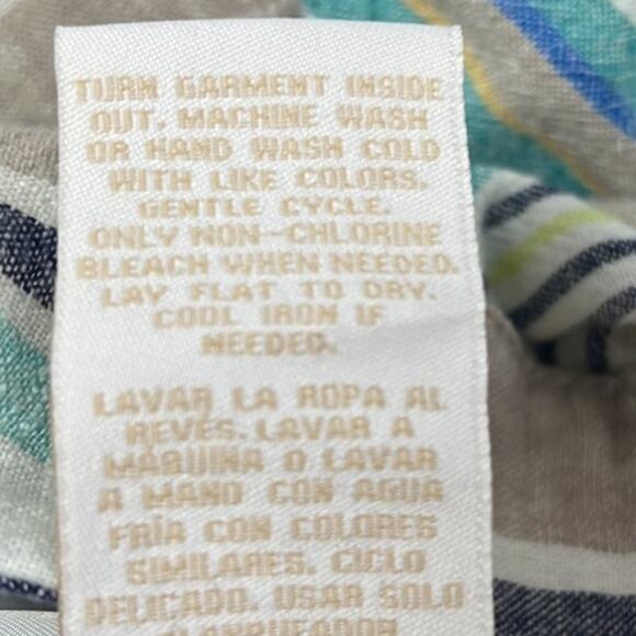 Hope & Harlow Wide Leg Cropped Linen Blend Pants Vertical Stripes SZ14 Lagenlook - Picture 9 of 10